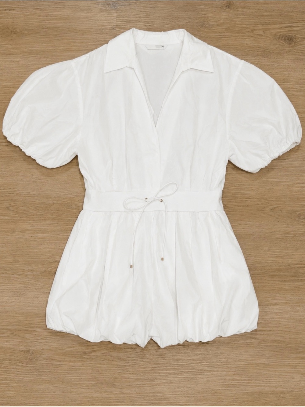 White Puff Sleeve dress with Tie Waist